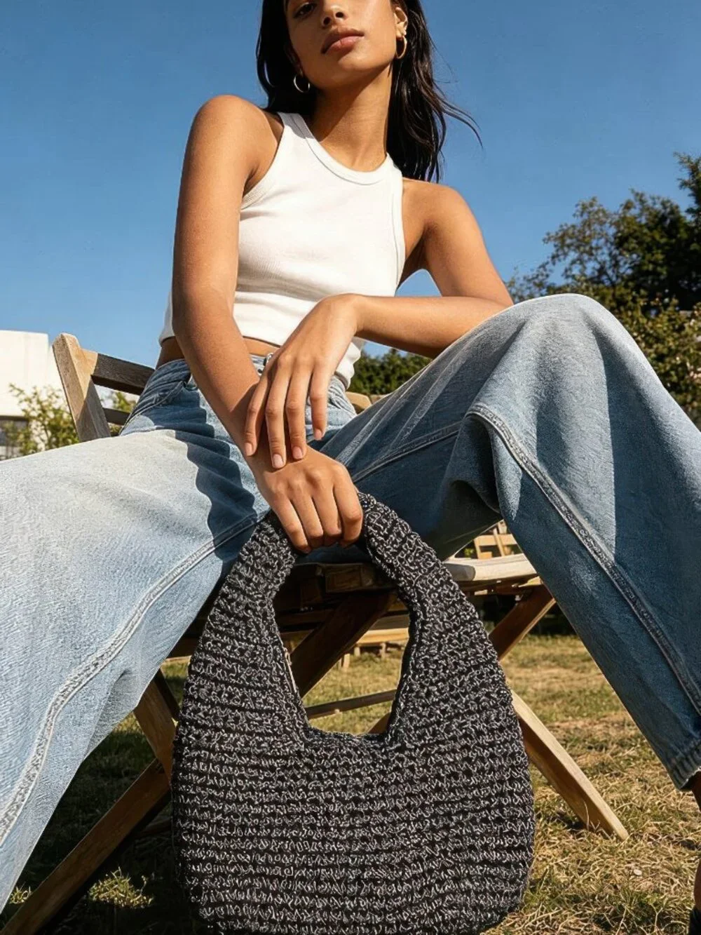 Crochet Woven Hobo Bag